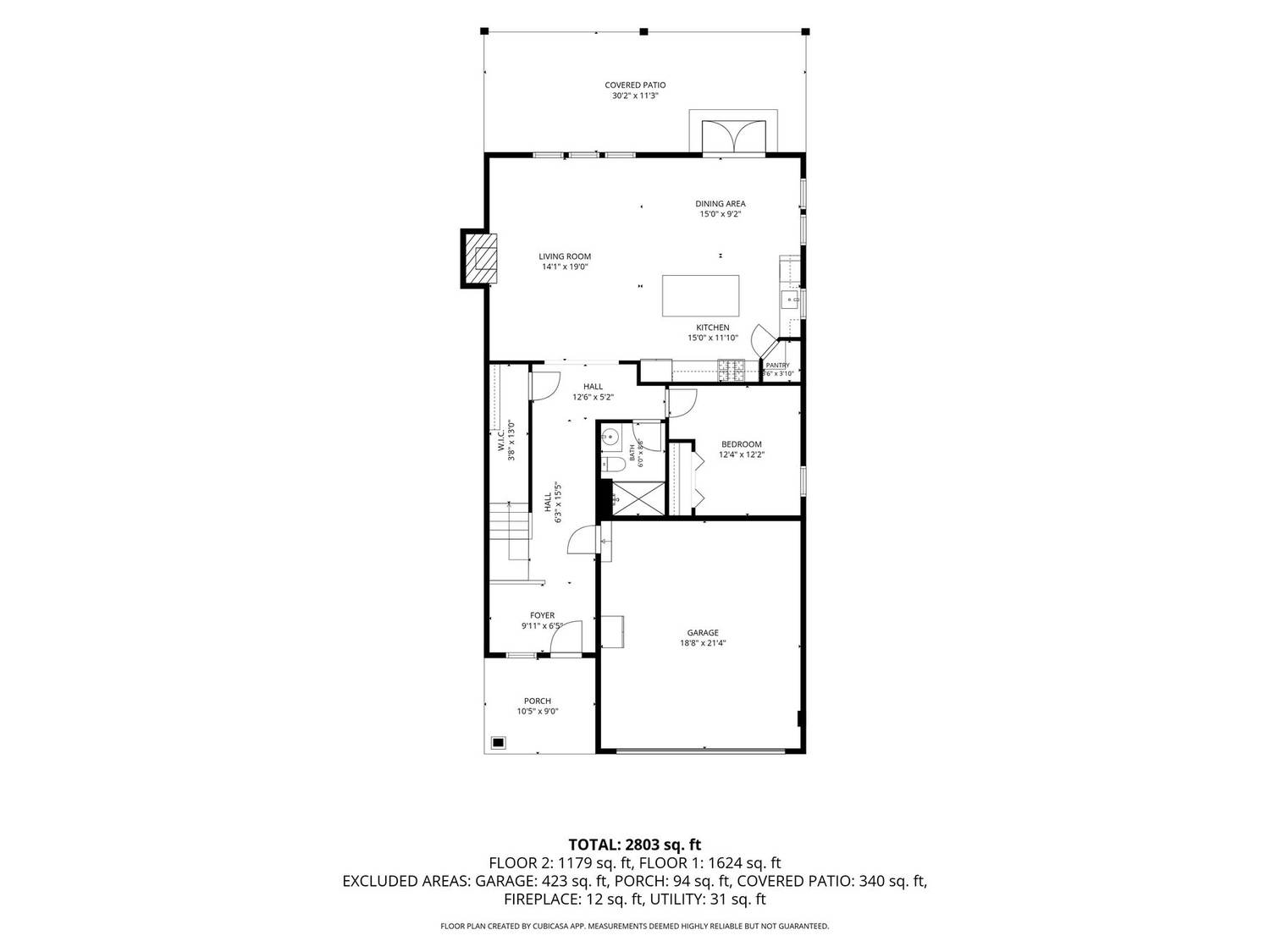 First floor plan with dimensions