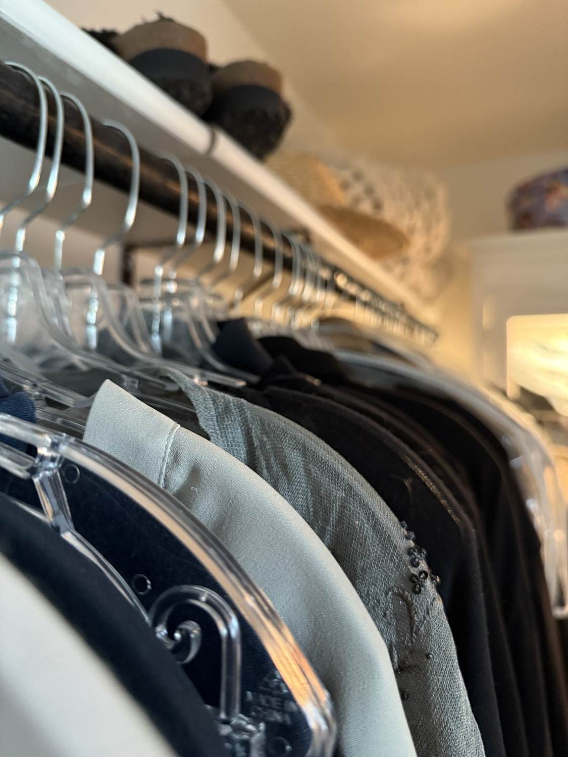 Closet organization close-up