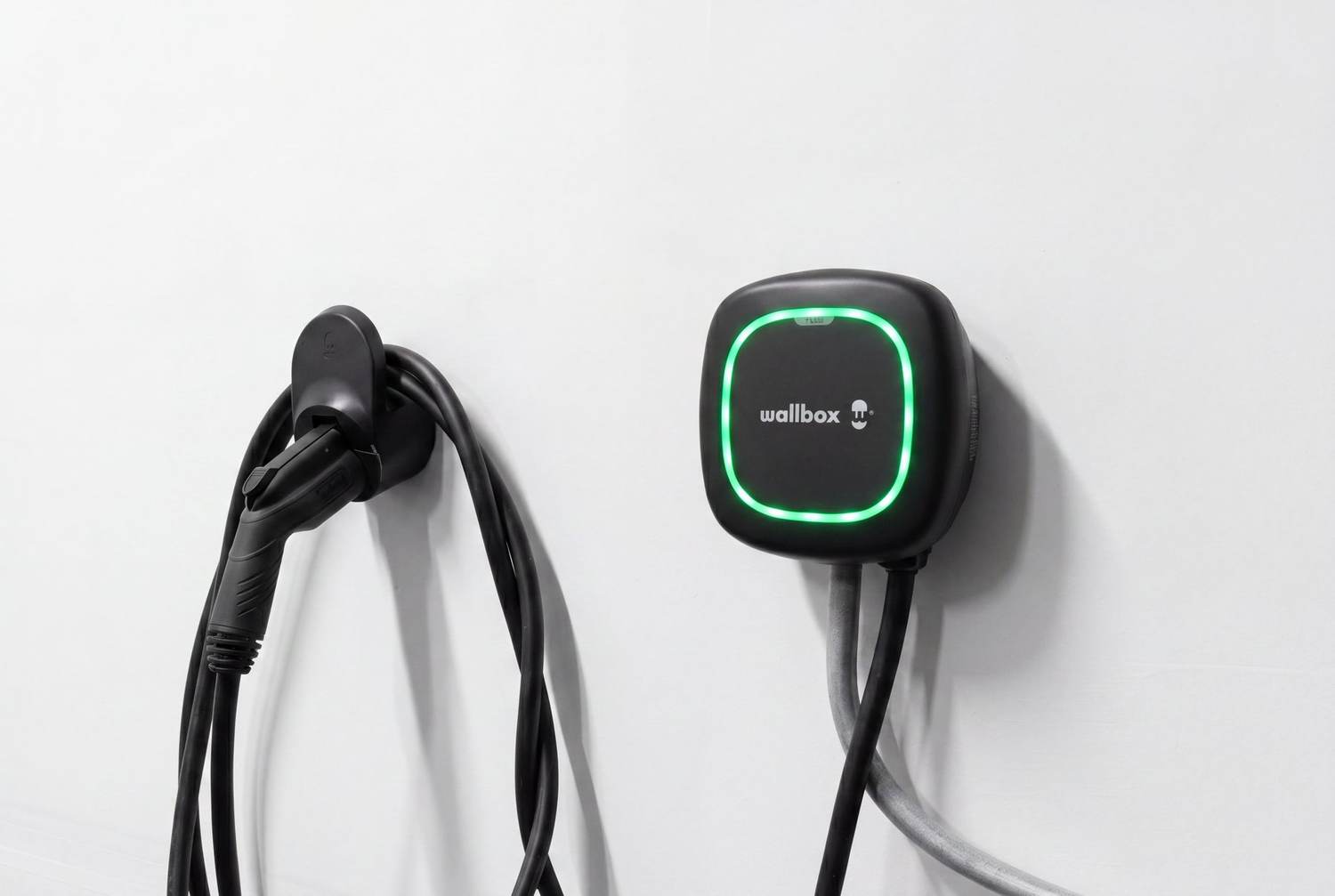 EV wall charger installed in the garage