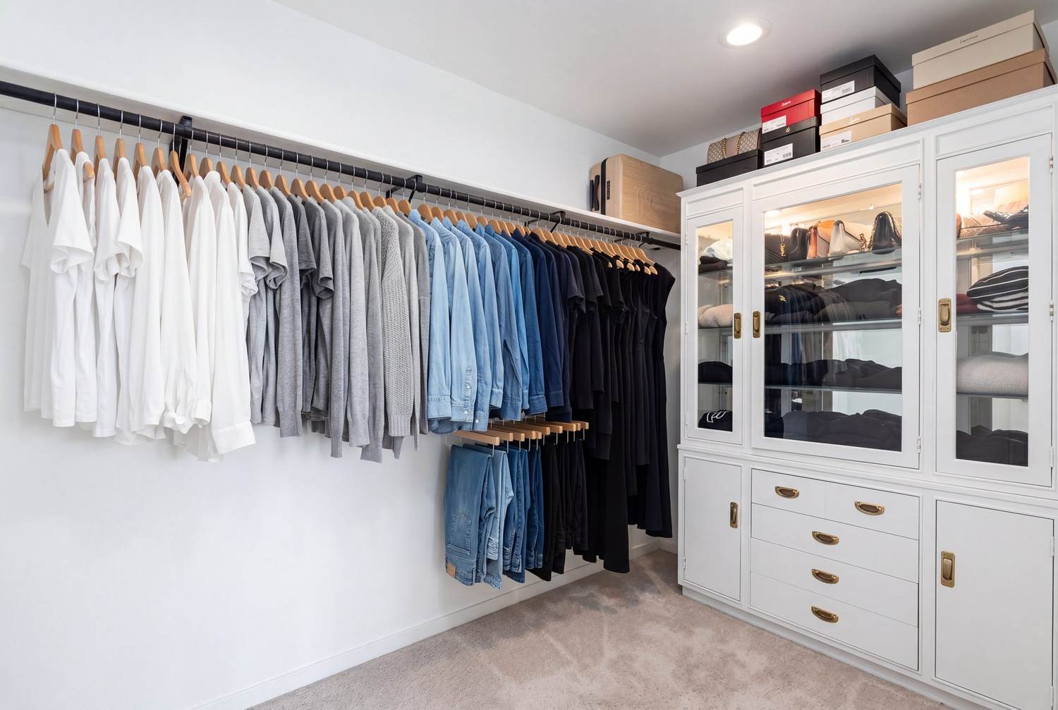 Primary walk-in closet with built-ins